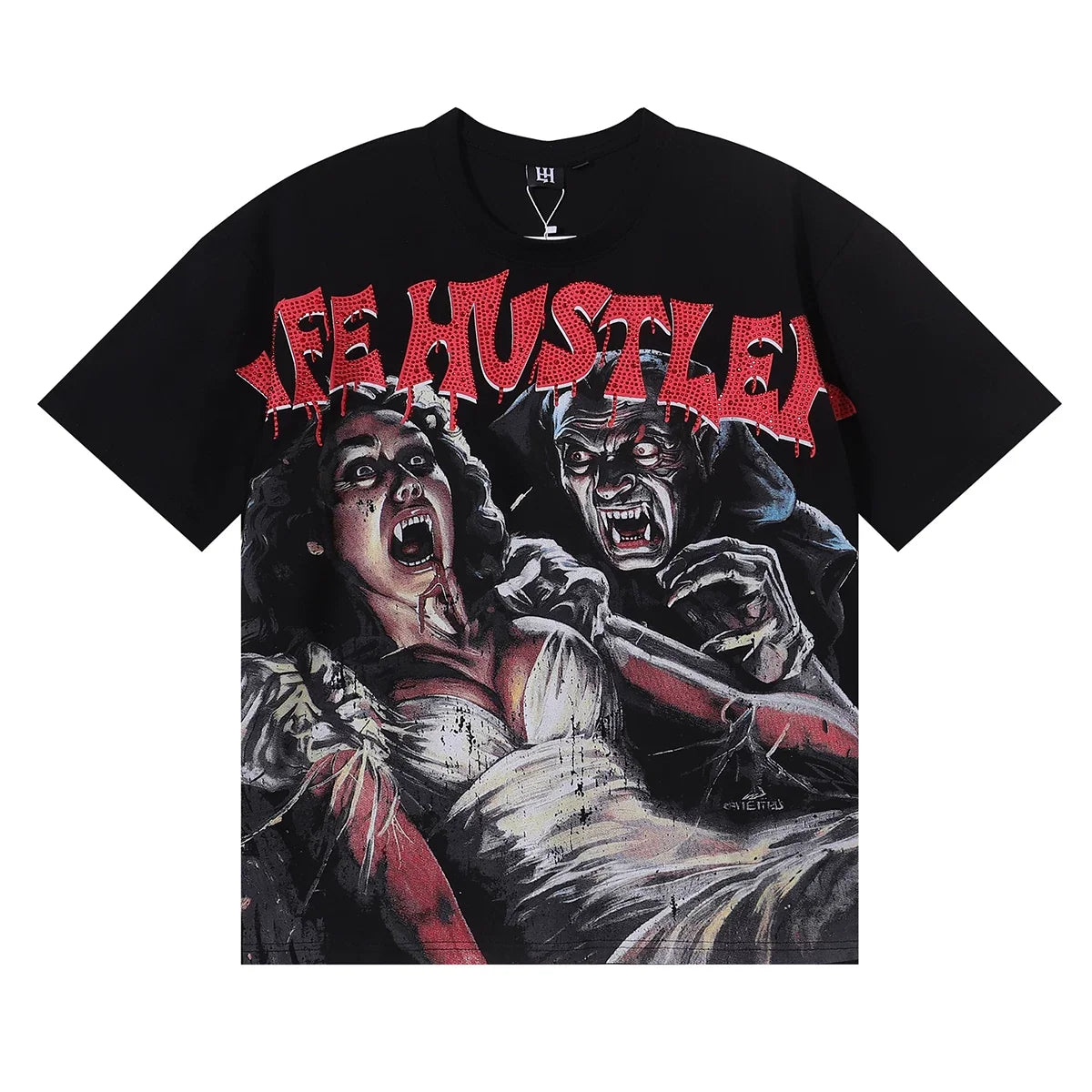 Life Hustlers Vampire Monster Horror Graphic Tee - Black