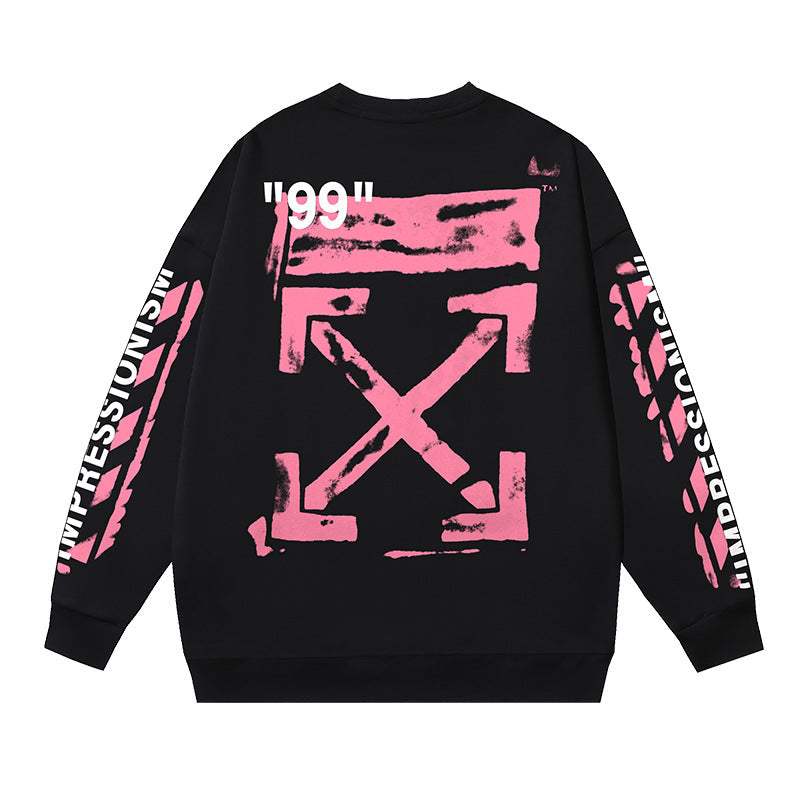 Off-White Black Pink Impressionism Arrow Crewneck Sweatshirt
