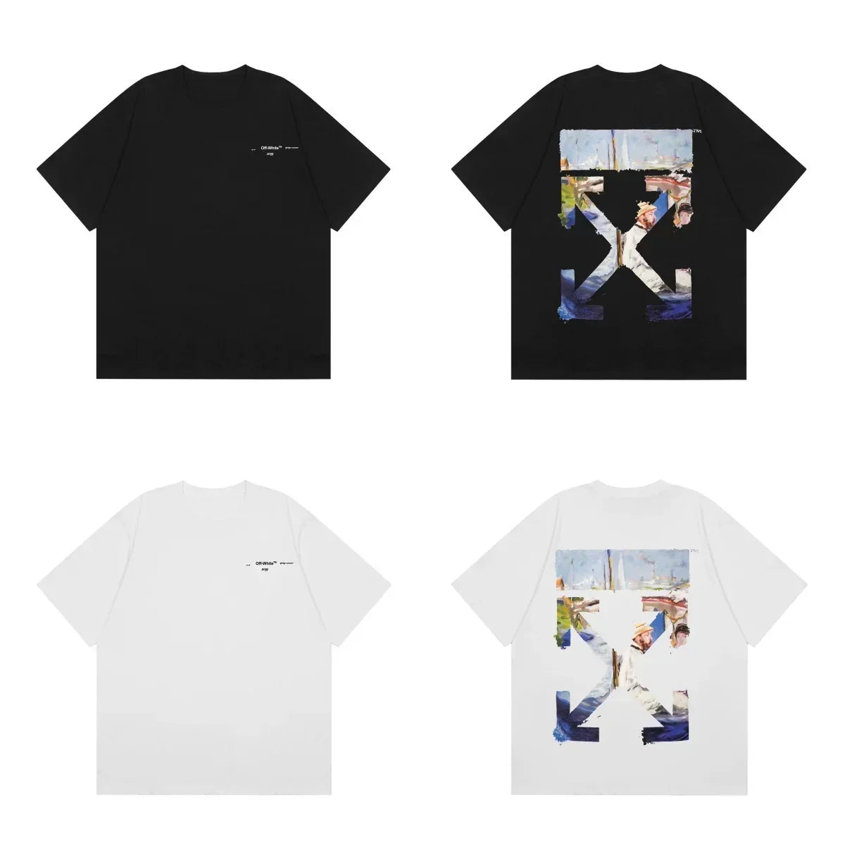 Off-White Landscape Painting Arrow Cross Print Short Sleeve T-Shirt