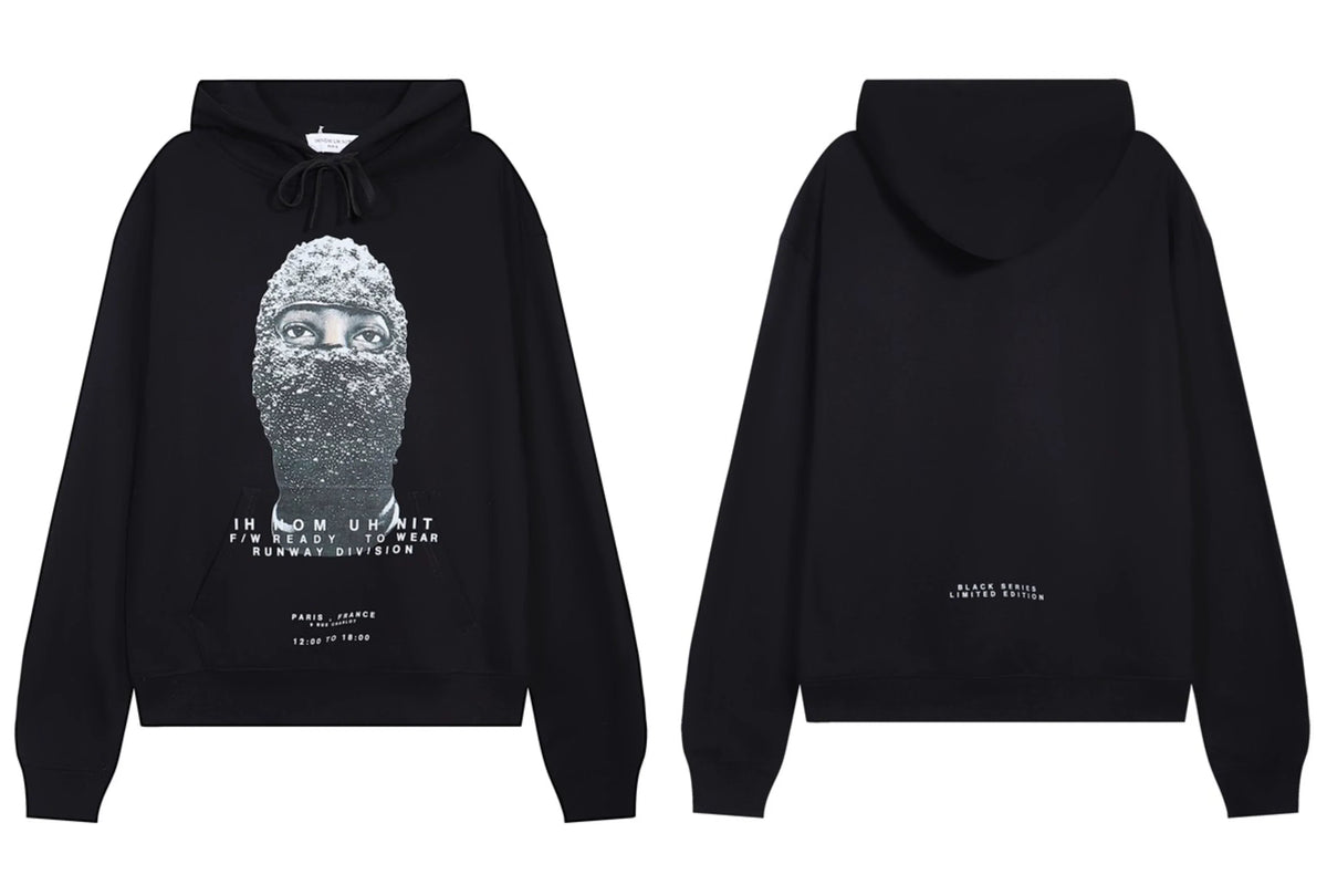 IH NOM UH NIT Rhinestone Mask Hoodie - Black