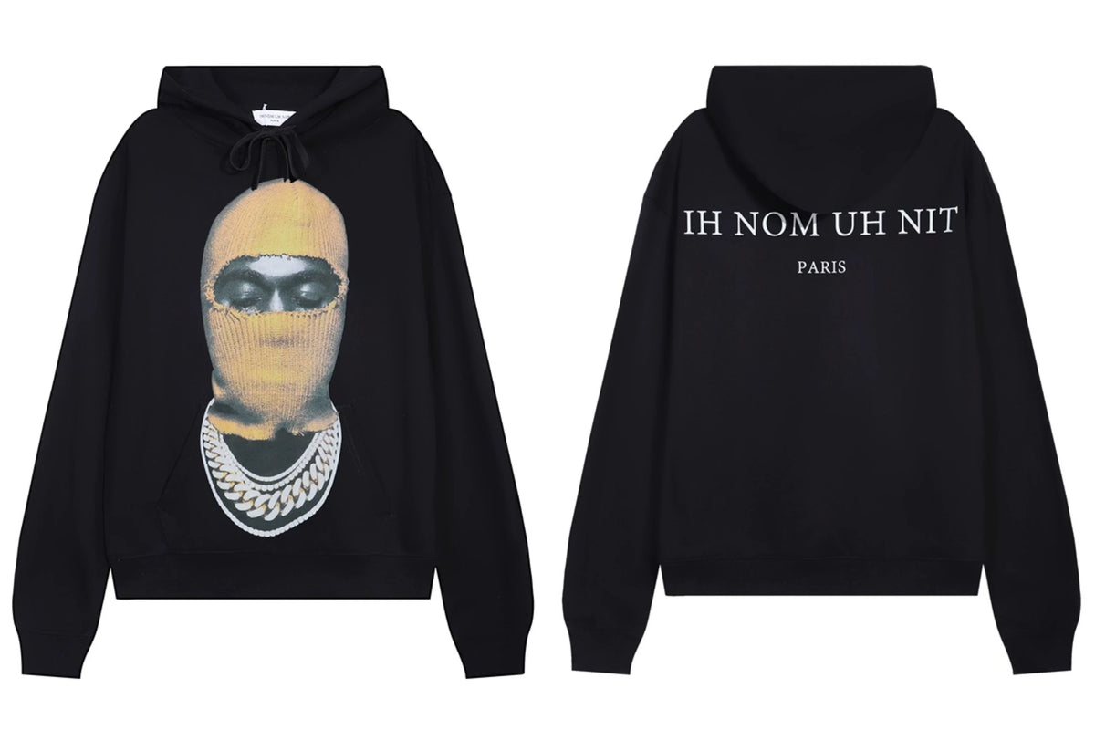 IH NOM UH NIT Yellow Mask Cuban Link Hoodie - Black