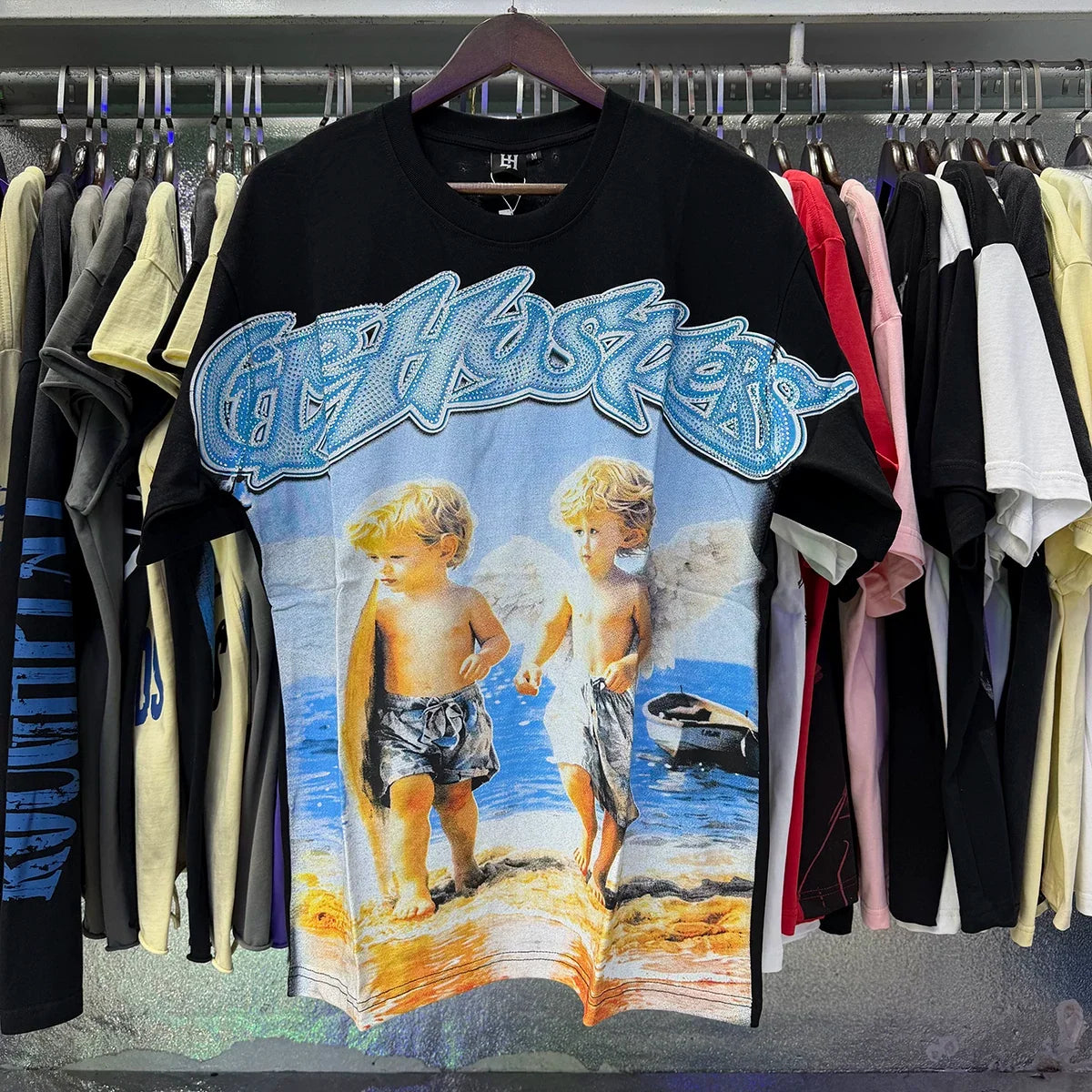 Life Hustlers Cherub Angels Graphic Tee - Black